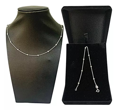 Kit Gargantilha Choker e Pulseira Bolinha cordão | Prata 925